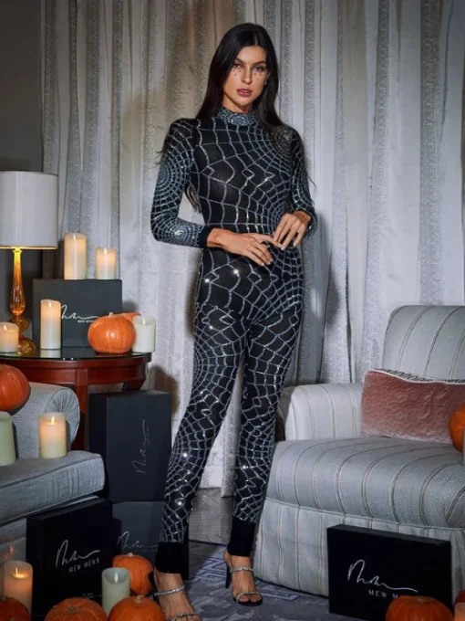 Jumpsuits & Romper*Mew Mews Fashion Teah Long Sleeve Cobweb Jumpsuit