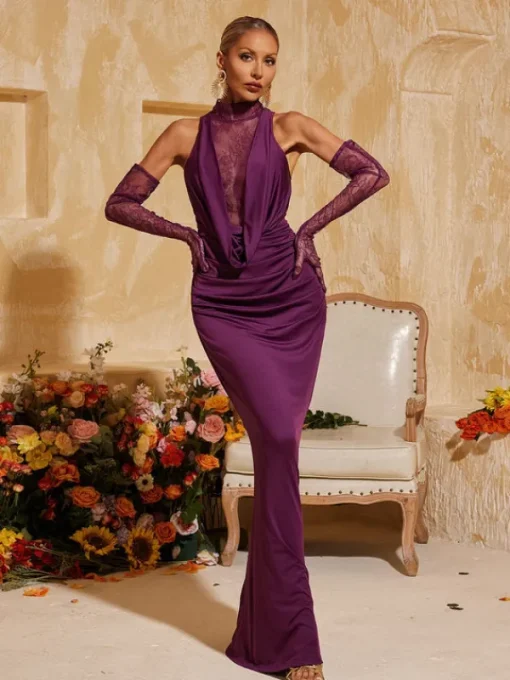 Dresses | Maxi Dresses*Mew Mews Fashion Tenley Halterneck Lace Maxi Dress With Gloves