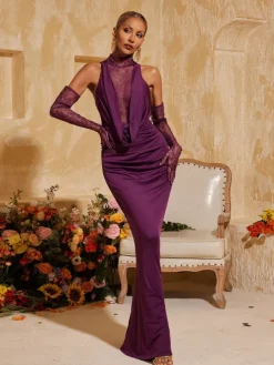 Dresses | Maxi Dresses*Mew Mews Fashion Tenley Halterneck Lace Maxi Dress With Gloves