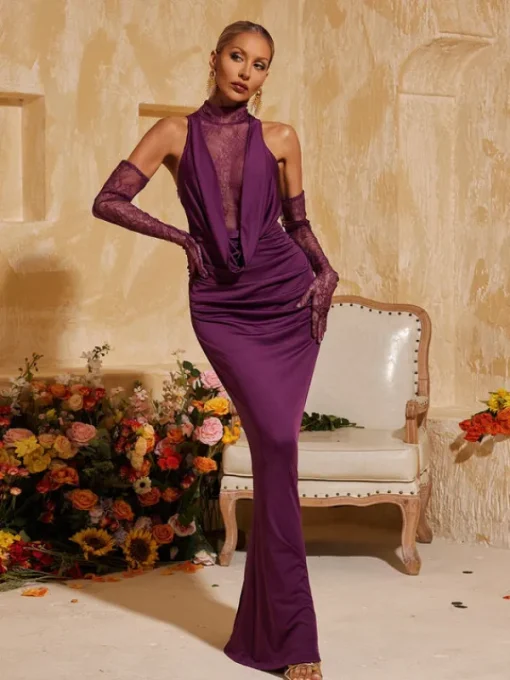 Dresses | Maxi Dresses*Mew Mews Fashion Tenley Halterneck Lace Maxi Dress With Gloves