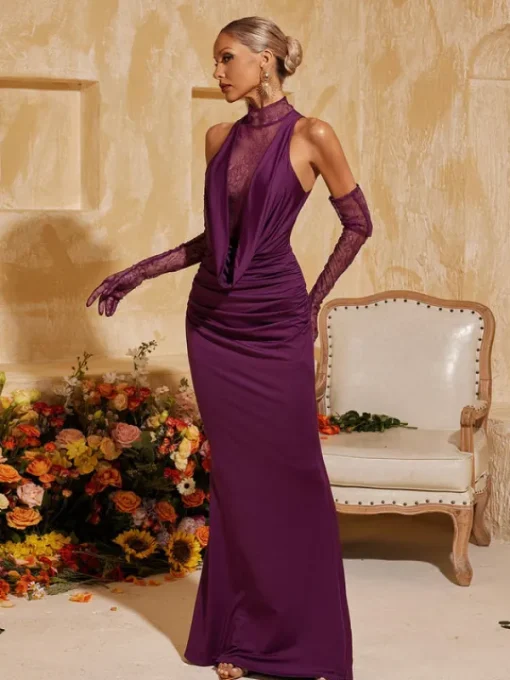 Dresses | Maxi Dresses*Mew Mews Fashion Tenley Halterneck Lace Maxi Dress With Gloves