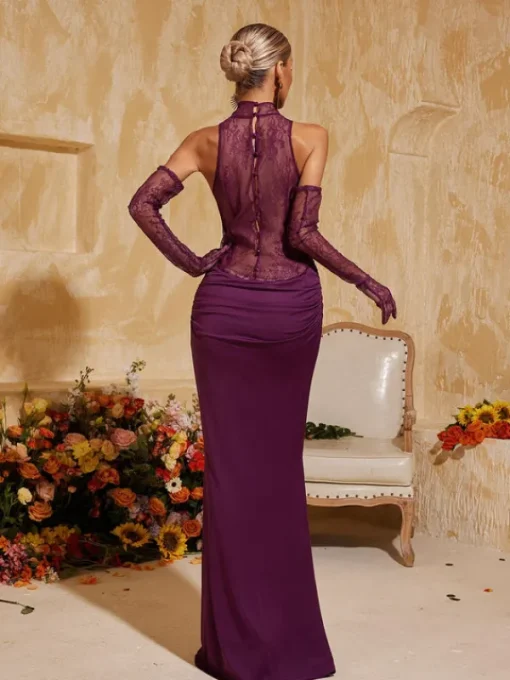 Dresses | Maxi Dresses*Mew Mews Fashion Tenley Halterneck Lace Maxi Dress With Gloves