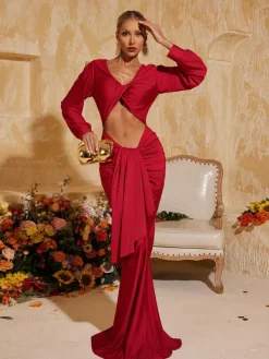 Dresses | Maxi Dresses*Mew Mews Fashion Terrell Long Sleeve Twisted Cutout Maxi Dress