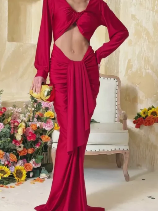 Dresses | Maxi Dresses*Mew Mews Fashion Terrell Long Sleeve Twisted Cutout Maxi Dress