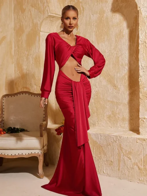 Dresses | Maxi Dresses*Mew Mews Fashion Terrell Long Sleeve Twisted Cutout Maxi Dress