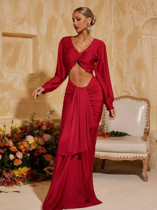 Dresses | Maxi Dresses*Mew Mews Fashion Terrell Long Sleeve Twisted Cutout Maxi Dress