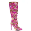 Shoes*Mew Mews Fashion Tesni Floral Printed Rhinestone Boots
