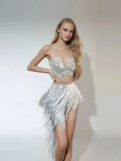 Sets & Co-ords*Jiu Bajia O/S Thalorin Rhinestone Fringe Skirt Set