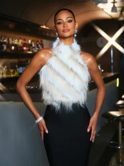 Tops*Mew Mews Fashion Thara Backless Faux Fur Top