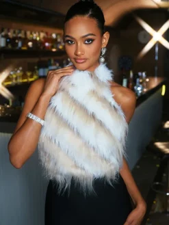 Tops*Mew Mews Fashion Thara Backless Faux Fur Top