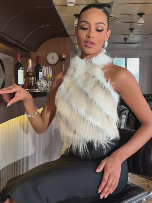 Tops*Mew Mews Fashion Thara Backless Faux Fur Top