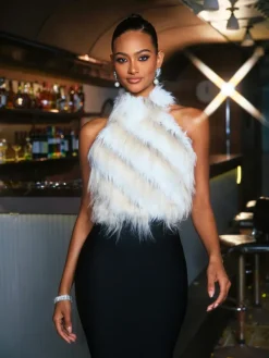 Tops*Mew Mews Fashion Thara Backless Faux Fur Top