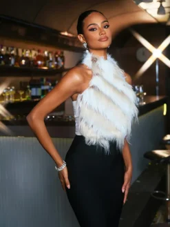 Tops*Mew Mews Fashion Thara Backless Faux Fur Top