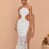Dresses*Mew Mews Fashion Thea Halterneck Cutout Lace Maxi Dress