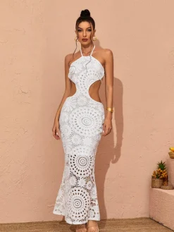 Dresses*Mew Mews Fashion Thea Halterneck Cutout Lace Maxi Dress
