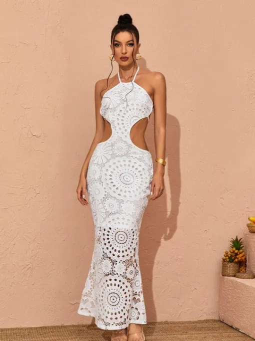 Dresses*Mew Mews Fashion Thea Halterneck Cutout Lace Maxi Dress