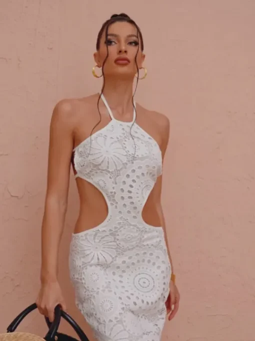 Dresses*Mew Mews Fashion Thea Halterneck Cutout Lace Maxi Dress