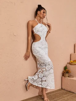 Dresses*Mew Mews Fashion Thea Halterneck Cutout Lace Maxi Dress