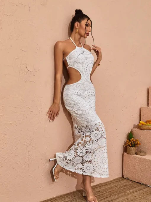 Dresses*Mew Mews Fashion Thea Halterneck Cutout Lace Maxi Dress