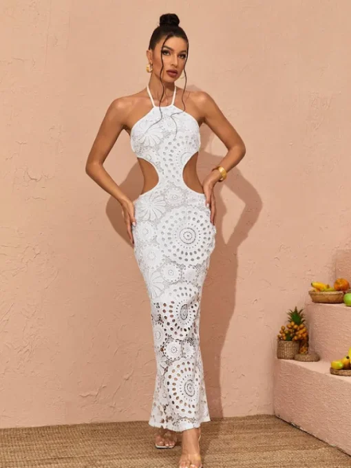 Dresses*Mew Mews Fashion Thea Halterneck Cutout Lace Maxi Dress