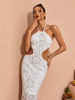 Dresses*Mew Mews Fashion Thea Halterneck Cutout Lace Maxi Dress