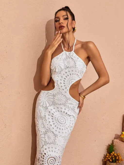 Dresses*Mew Mews Fashion Thea Halterneck Cutout Lace Maxi Dress