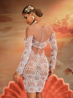 Embellishment | Dresses*Embellishment Theobald Long Sleeve Pearl Mesh Mini Dress