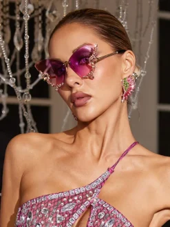 Glasses*Mew Mews Fashion Tierney Butterfly Crystal Sunglasses