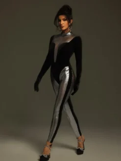 Jumpsuits & Romper*Mew Mews Fashion Tizoc Long Sleeve Velvet Jumpsuit