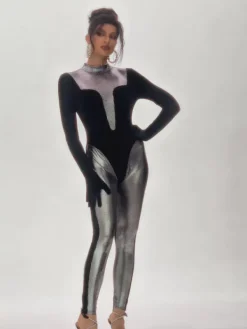 Jumpsuits & Romper*Mew Mews Fashion Tizoc Long Sleeve Velvet Jumpsuit