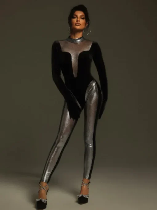 Jumpsuits & Romper*Mew Mews Fashion Tizoc Long Sleeve Velvet Jumpsuit