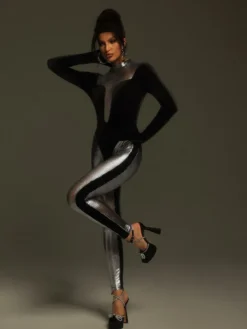 Jumpsuits & Romper*Mew Mews Fashion Tizoc Long Sleeve Velvet Jumpsuit