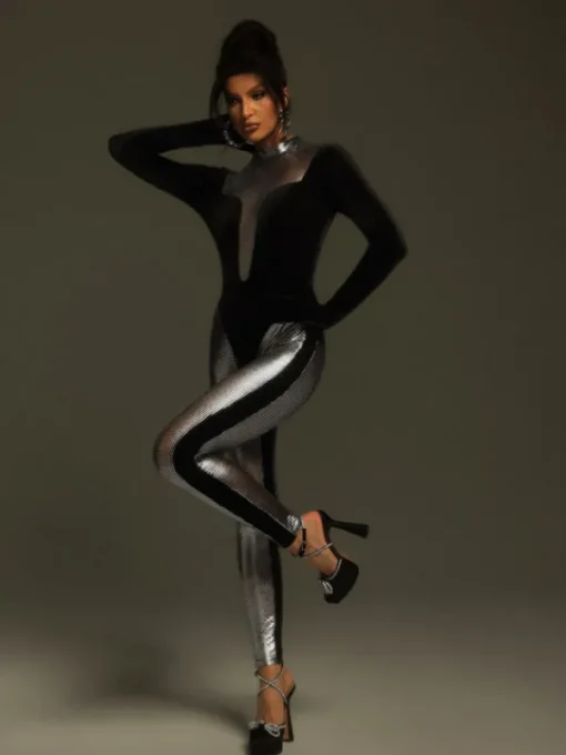 Jumpsuits & Romper*Mew Mews Fashion Tizoc Long Sleeve Velvet Jumpsuit