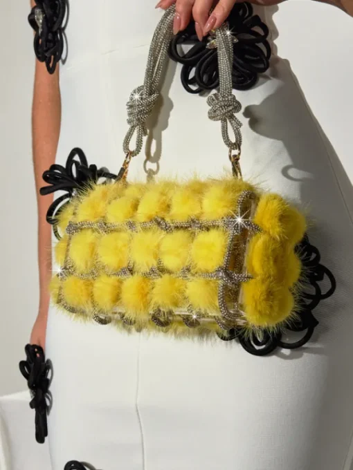 Bags*Mew Mews Fashion Tristano Faux Fur Crystal Bag