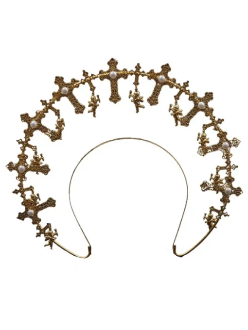 Headwear*Mew Mews Fashion Tulia Cross Pearl Crown