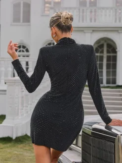 Dresses | Mini Dresses*Mew Mews Fashion Tyxara V Neck Rhinestone Mini Dress