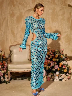 Dresses | Maxi Dresses*Mew Mews Fashion Tyxaris Cutout Sequin Knitted Maxi Dress