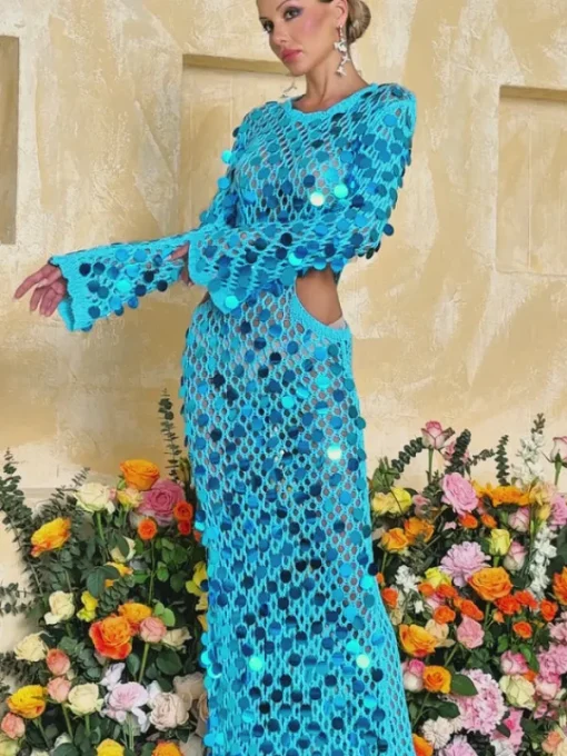 Dresses | Maxi Dresses*Mew Mews Fashion Tyxaris Cutout Sequin Knitted Maxi Dress