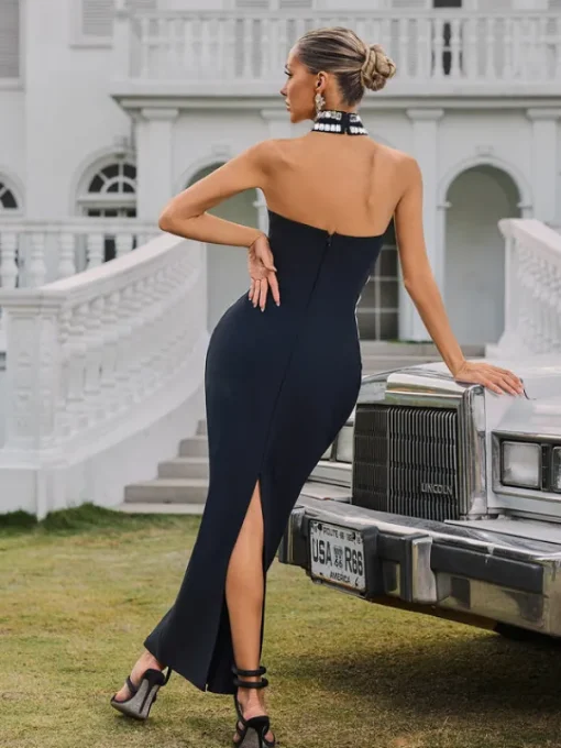 Dresses | Maxi Dresses*Bandage Vaelith Strapless Crystal Maxi Dress With Choker