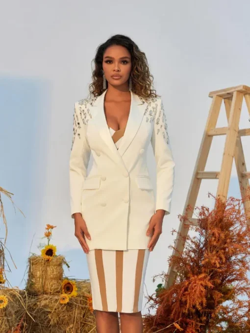 Coats & Jackets | Blazers*Mew Mews Fashion Vasil Rhinestone Embellished Blazer In White
