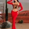 Armor Tops | Dresses*Mew Mews Fashion Vernon Long Sleeve Cutout Maxi Dress In Red