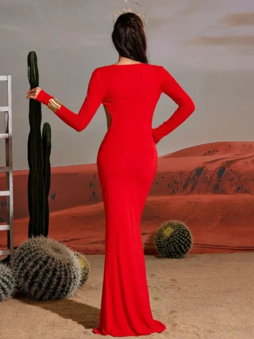 Armor Tops | Dresses*Mew Mews Fashion Vernon Long Sleeve Cutout Maxi Dress In Red