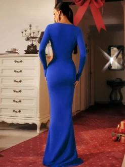 Dresses | Maxi Dresses*Mew Mews Fashion Vernon Long Sleeve Cutout Maxi Dress In Blue