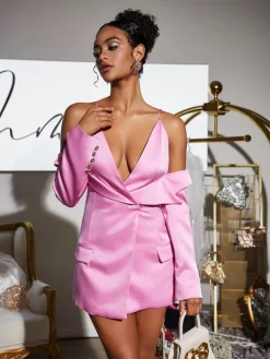 Coats & Jackets | Blazers*Mew Mews Fashion Vila Plunge Draped Satin Blazer