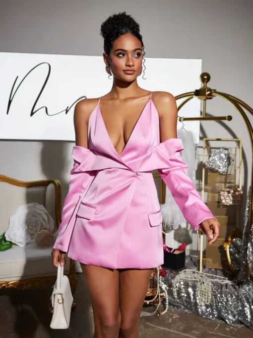 Coats & Jackets | Blazers*Mew Mews Fashion Vila Plunge Draped Satin Blazer