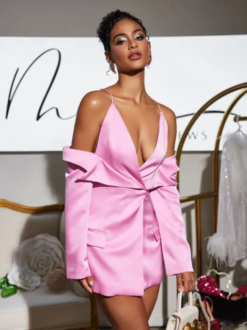 Coats & Jackets | Blazers*Mew Mews Fashion Vila Plunge Draped Satin Blazer
