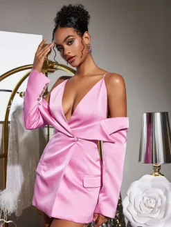 Coats & Jackets | Blazers*Mew Mews Fashion Vila Plunge Draped Satin Blazer