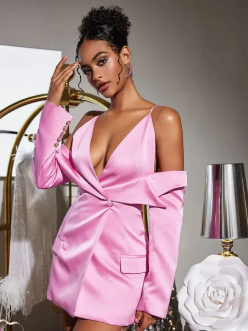Coats & Jackets | Blazers*Mew Mews Fashion Vila Plunge Draped Satin Blazer