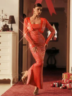 Sets & Co-ords*Bandage Viviane Rhinestone Skirt Set