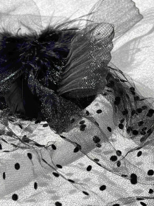 Masks*Mew Mews Fashion Vlad Feather Mesh Cocktail Hat In Black